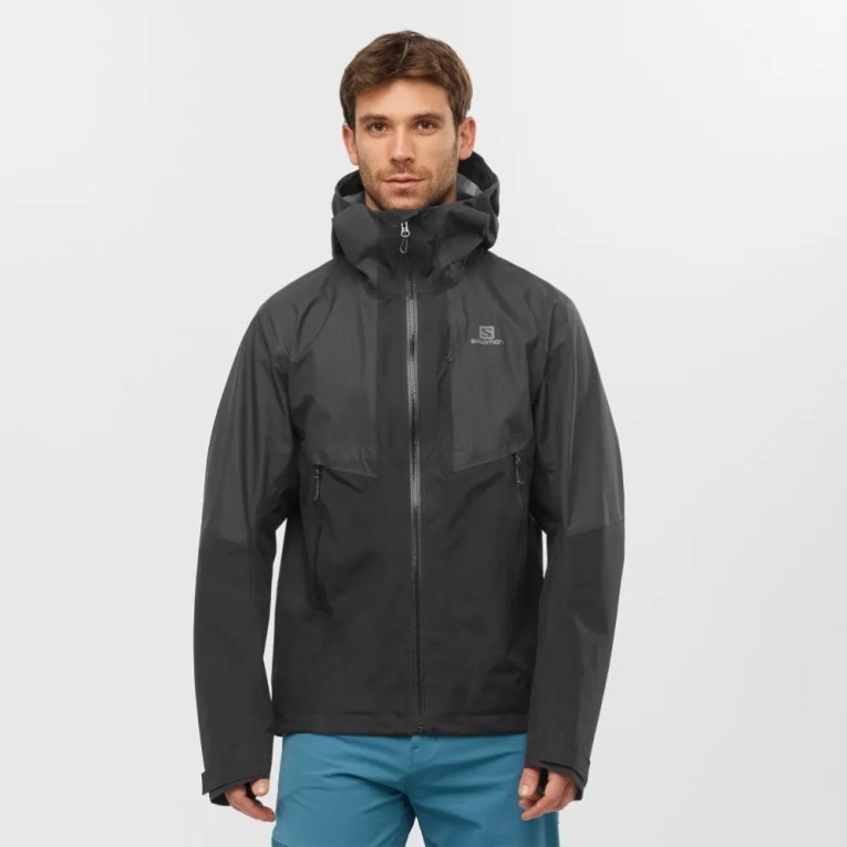 Salomon Outline GTX Hybrid Waterproof Men\'s Shell Jackets Black | CA 27M51